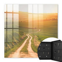 SCHLÜSSELBOX Schwarz 30x30 cm- Türöffnung nach rechts - Malerische Landschaft - Grün, Metall (30/30/5cm) - TULUP