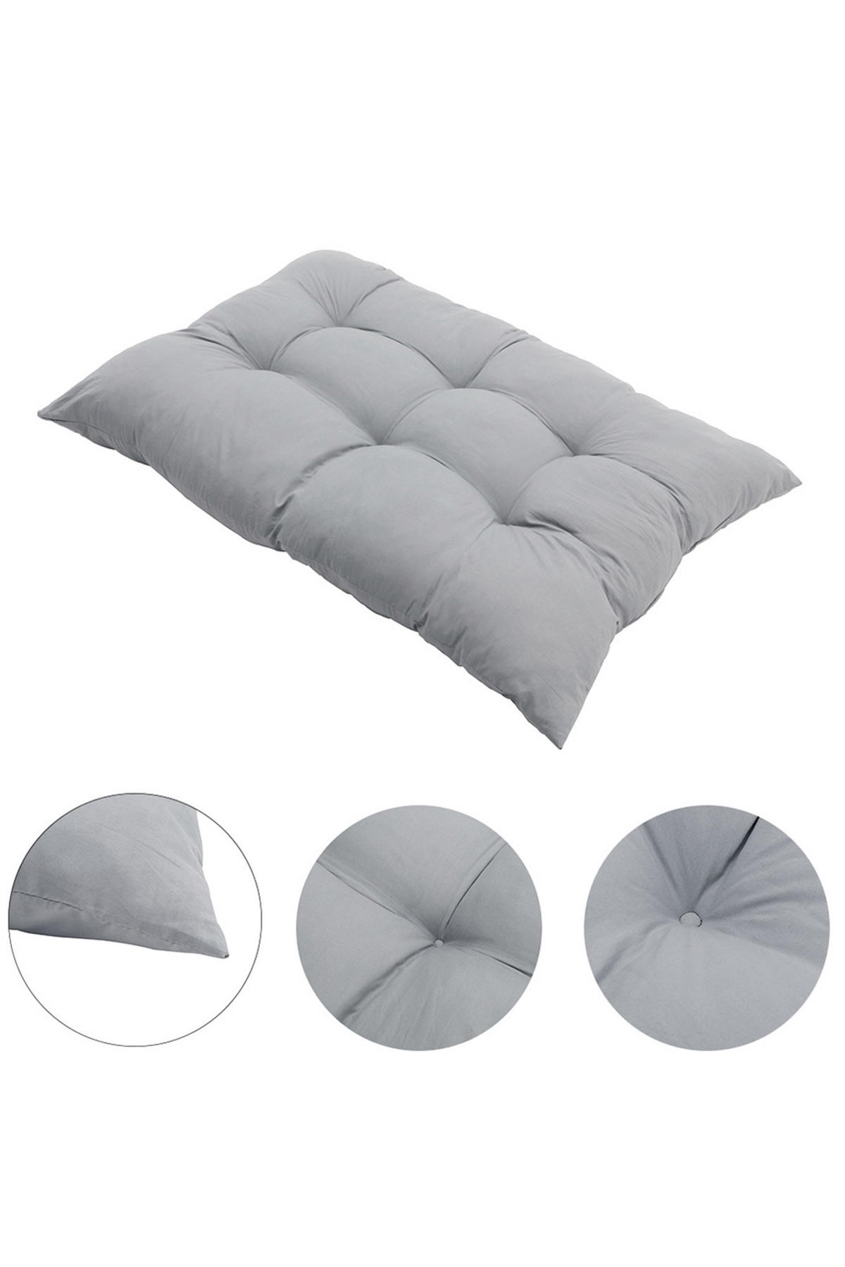 BANKKISSEN Hellgraues rechteckiges getuftetes Komfortabel & Langlebig Gestepptes Design 120 x 80 cm - Grau, Textil (80/120cm) - Livingandhome