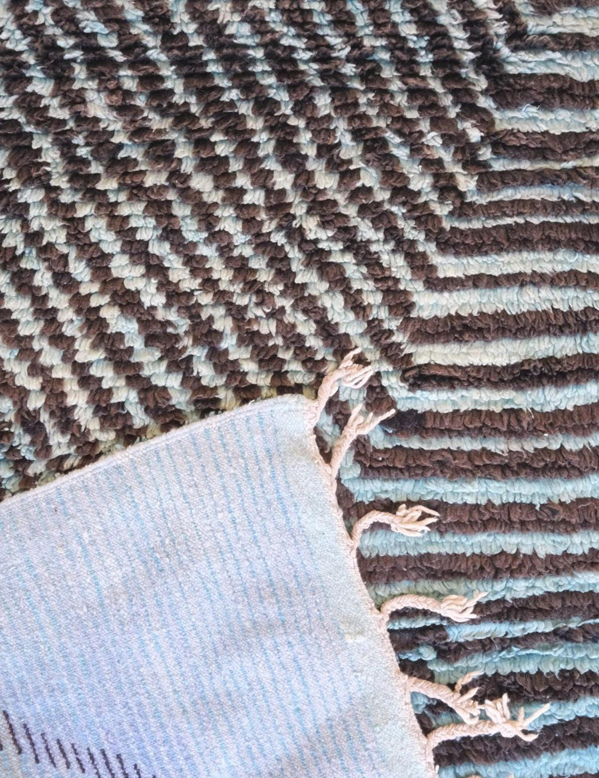BERBERTEPPICH originell und modern aus Wolle 80x 240 cm - Blau, Naturmaterialien (80/240cm) - AFK Living