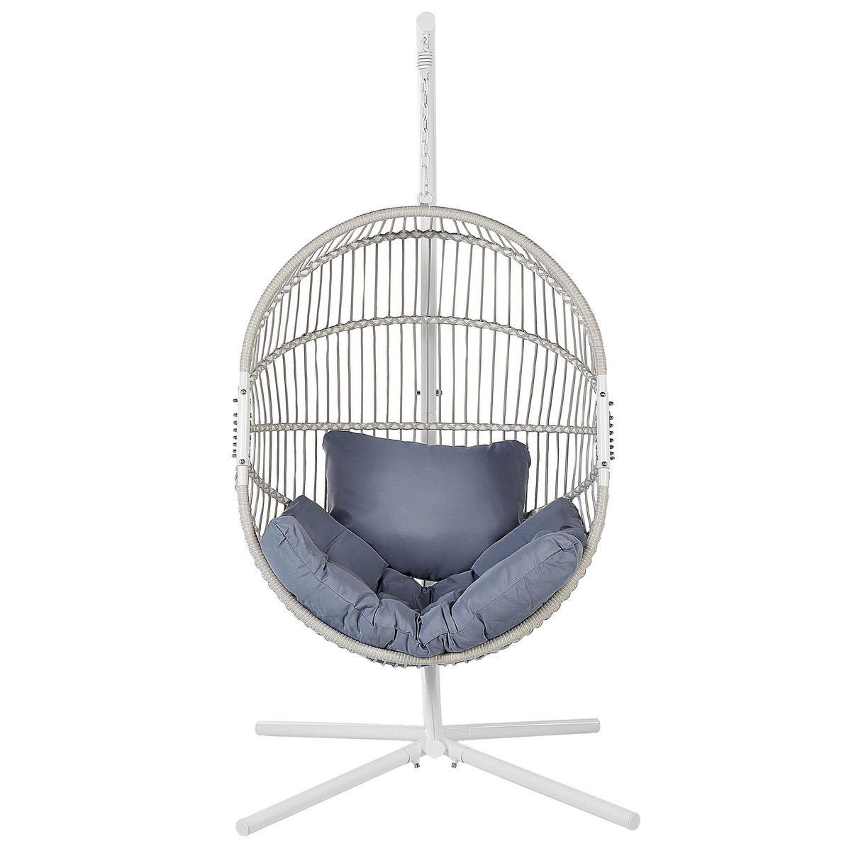 HÄNGESESSEL mit weissem PE Rattangestell Acri - Weiß, Kunststoff (98/197/120cm) - Beliani