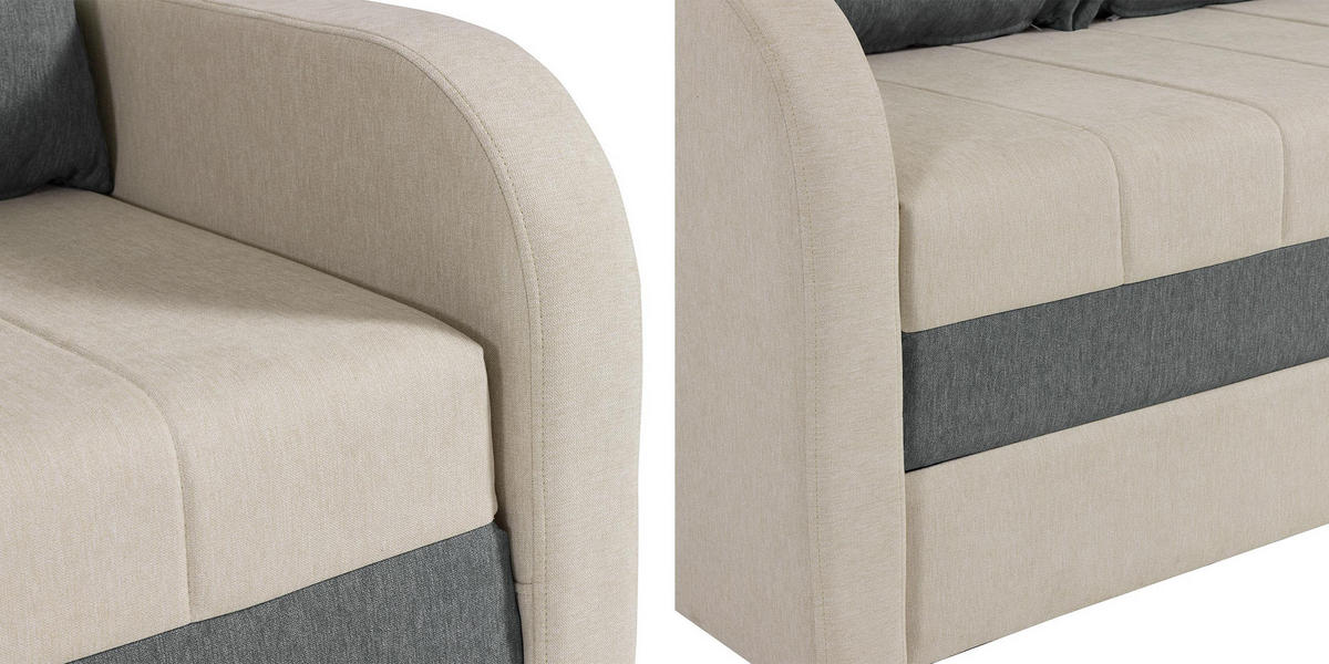 CANAPEA EXTENSIBILA Tenus - bej/turcoaz, material textil/lemn (208/86/76cm) - MIRJAN24