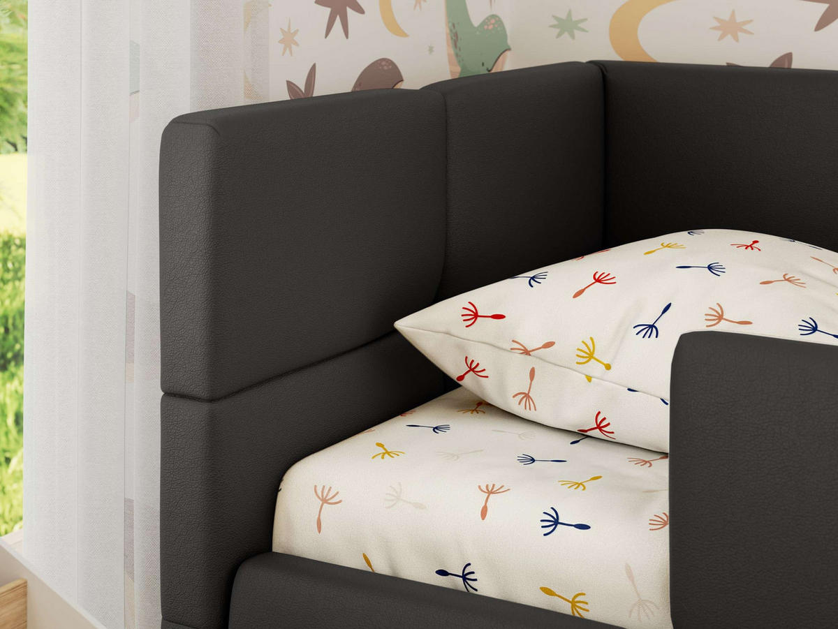 DĚTSKÁ POSTEL ARVO ALTA 90/200 - Tmavě zelená Ekokůže - Vlevo - tmavě zelená, textil (90/200cm) - MKS