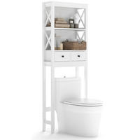TOILETTENREGAL mit offenen Einlegeböden weiß - Weiß, Holzwerkstoff (60/165/20.5cm) - COSTWAY
