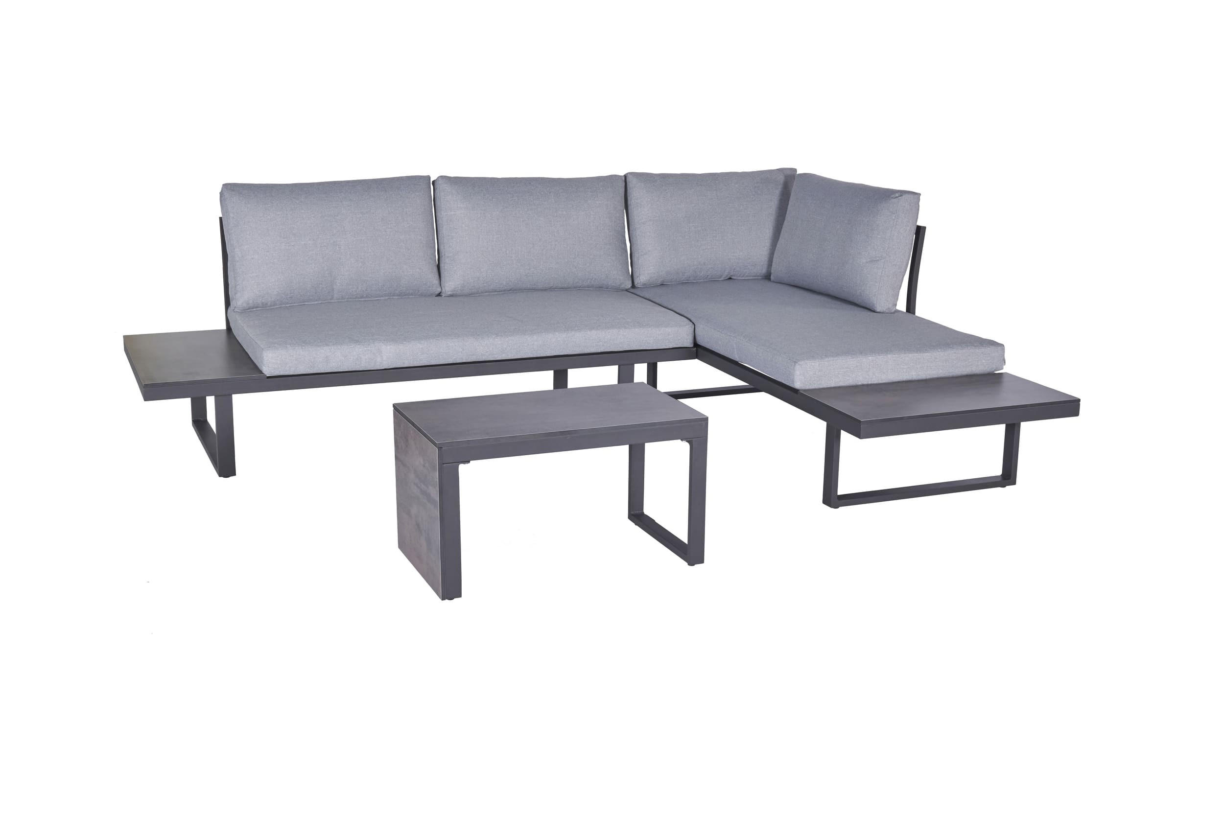 LOUNGESET 3tlg. Nairobi, Aluminium, HPL - Anthrazit/Grau, Metall - dasmöbelwerk