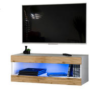 HÄNGEBOARD TV TIVOLI RTV2+BLU Offener Raum Weiß + Wotan - Eiche Wotan/Weiß, Glas/Holzwerkstoff (100/36/35cm) - Komodee