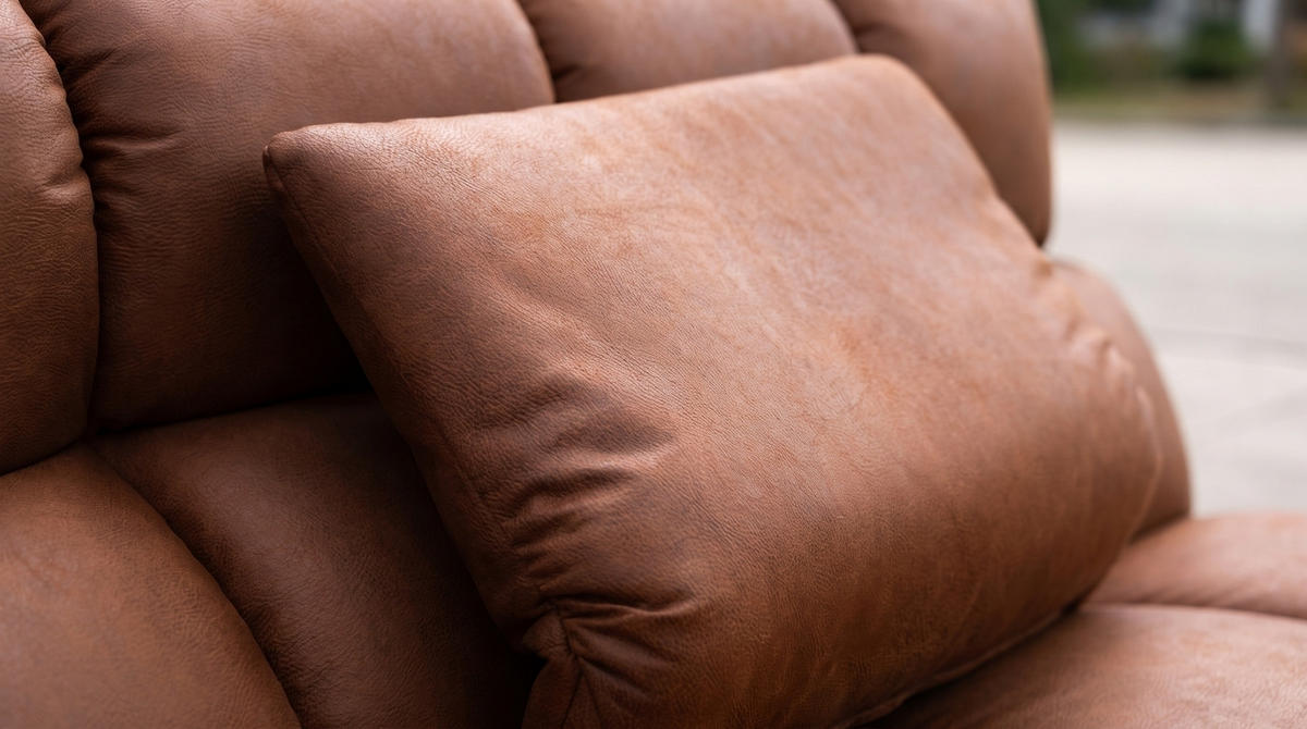 BIG SOFA AMIA Braun Lederfaserstoff - Dunkelbraun/Schwarz, Leder/Kunststoff (290/86/178cm) - KAWOLA