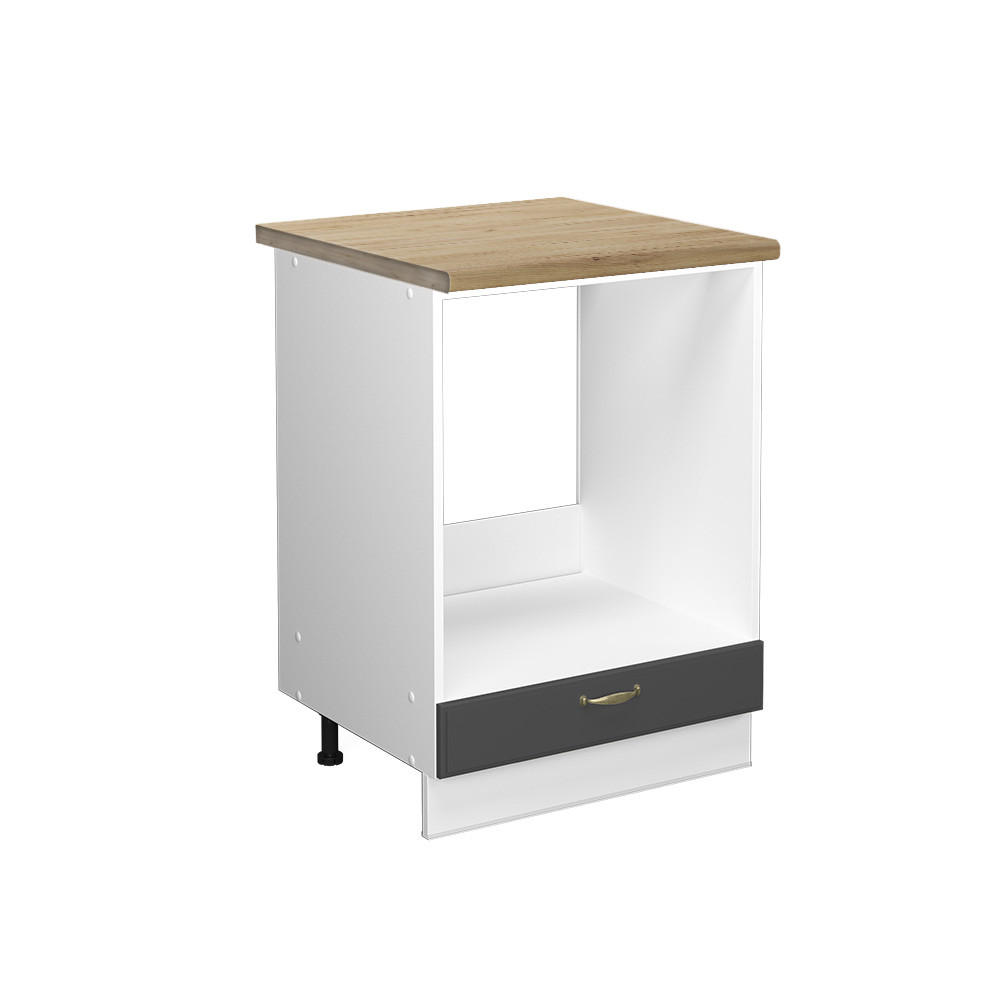 HERDUMBAUSCHRANK Fame-Line Anthrazit-Gold 60 cm, AP Eiche - Anthrazit/Weiß, Holzwerkstoff (60/82/60cm) - Vicco