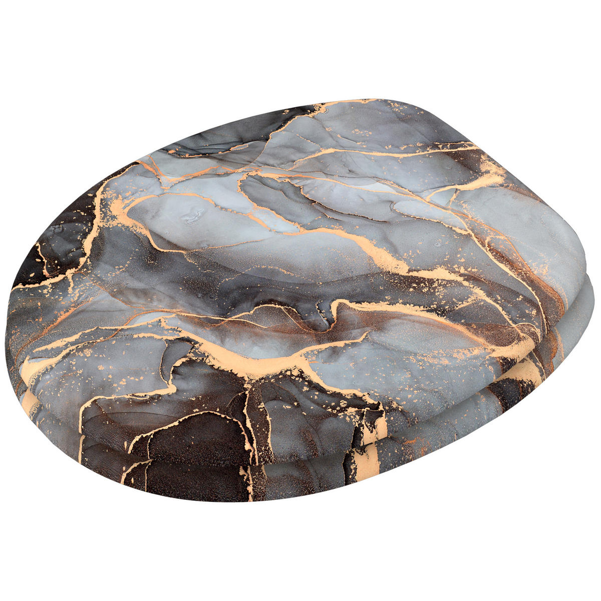 WC-SITZ Marmor Abstrakt - Braun, Holzwerkstoff (38/6/47cm) - Sanilo