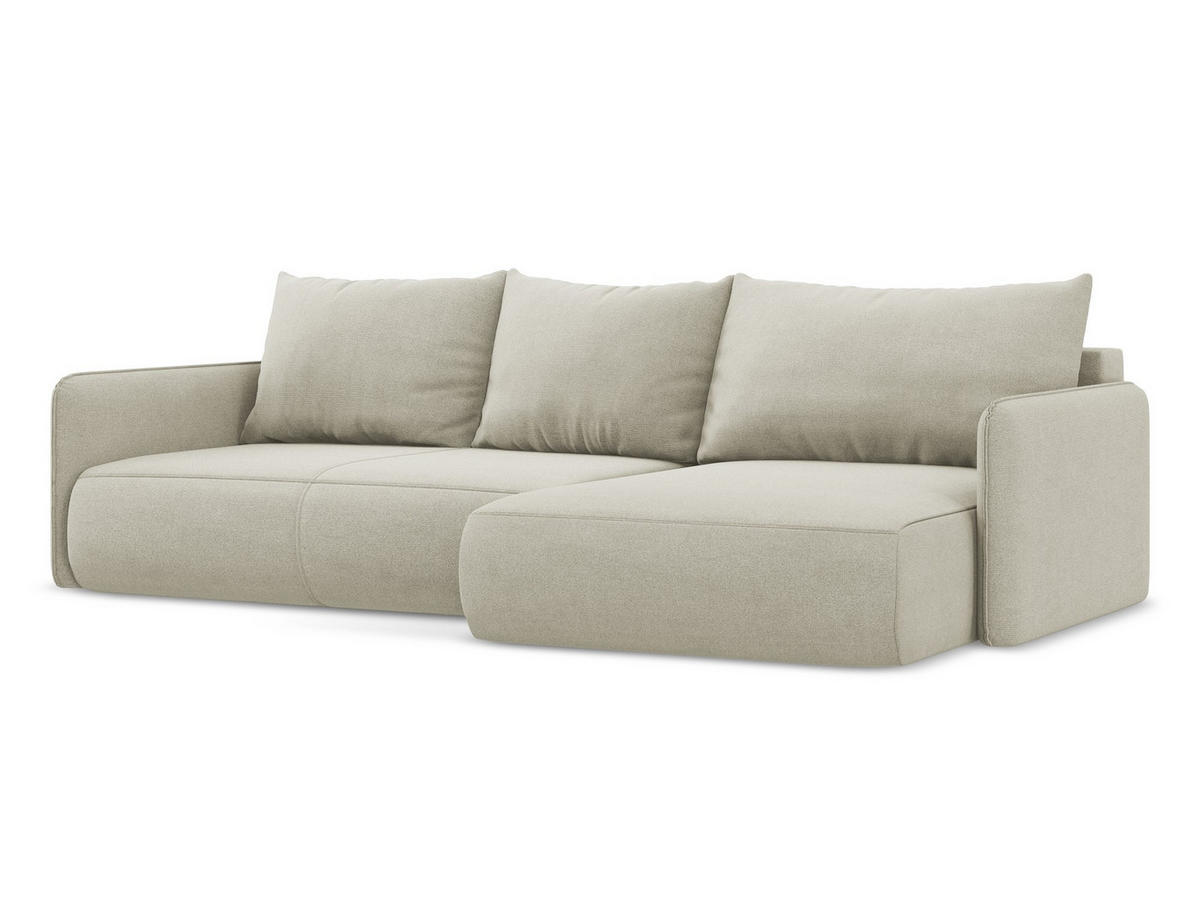 ECKSOFA mit Schlaffunktion Strukturstoff Stoff Beige - Beige/Creme, Kunststoff/Textil (240/148cm) - Makamii