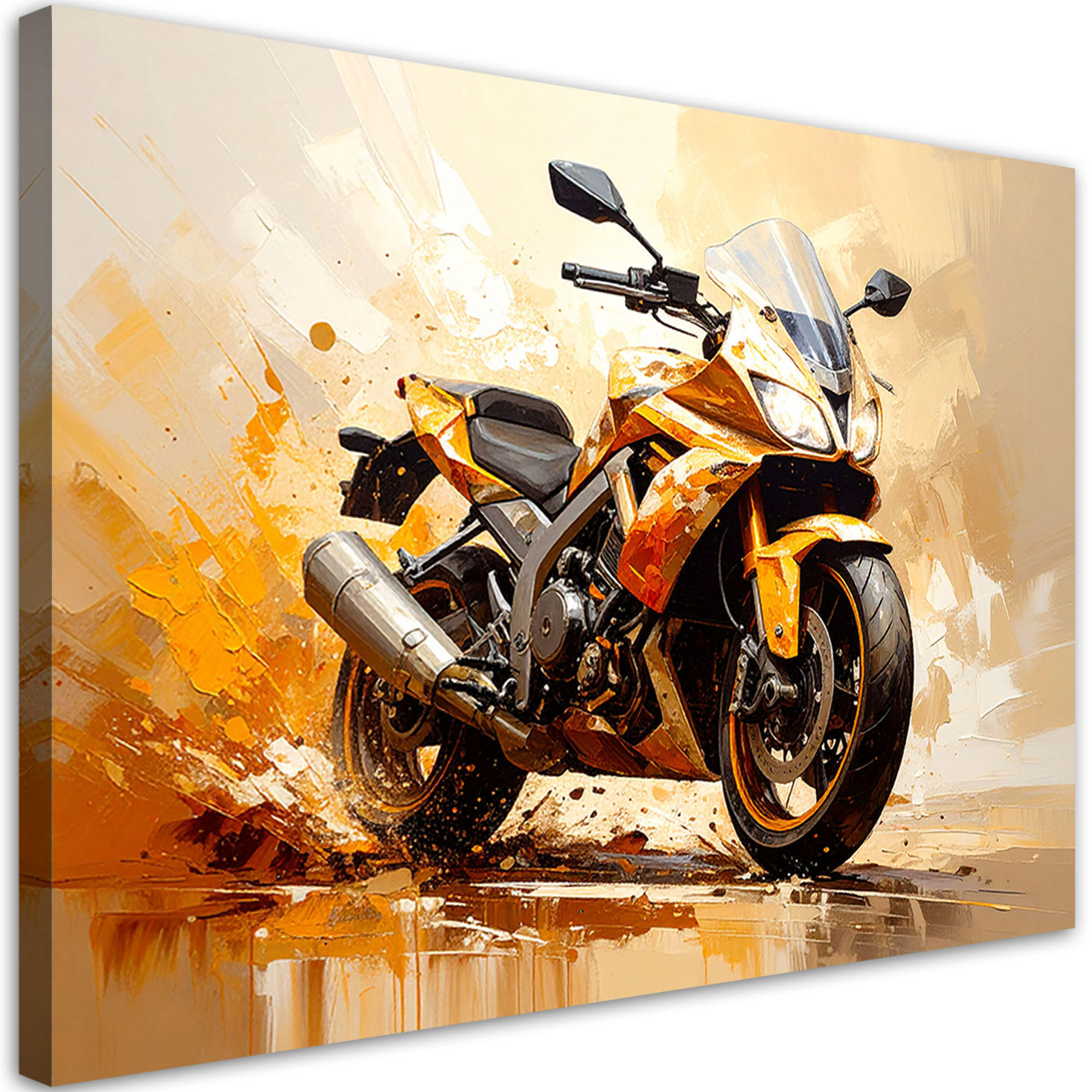 LEINWANDBILD Motorrad Sportmotorrad 90x60cm - Beige, Textil (90/60cm) - Feeby