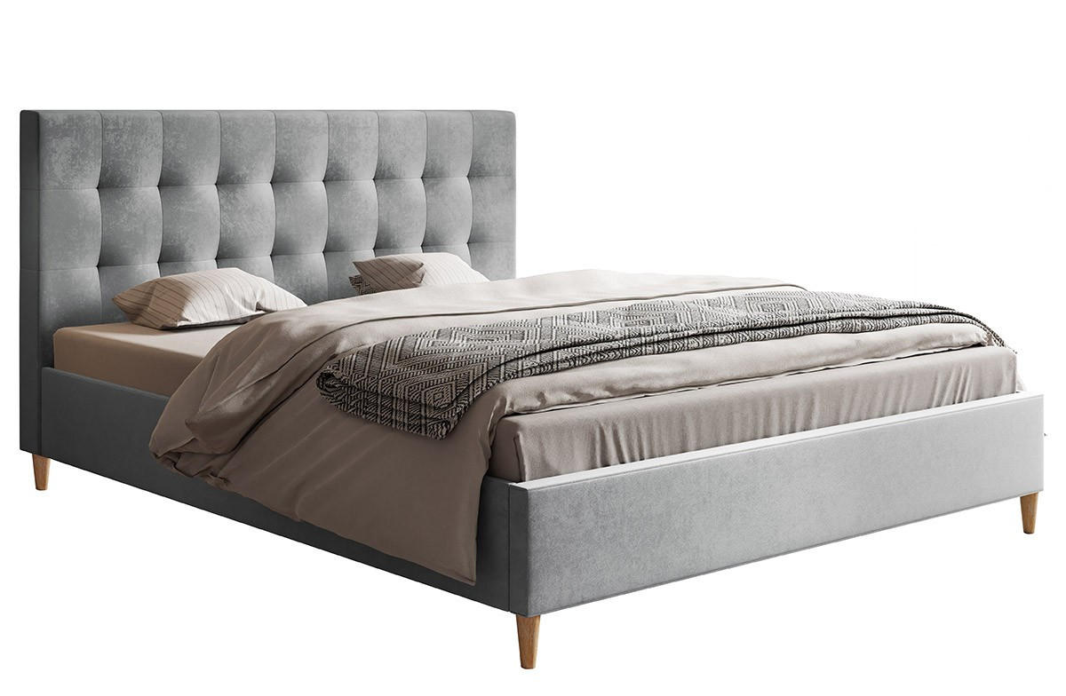 BETT Grau LUXO 4 Gepolstert Auf Hohen Beinen 120x200 cm - Grau, Textil (120/200cm) - Sepro Meble