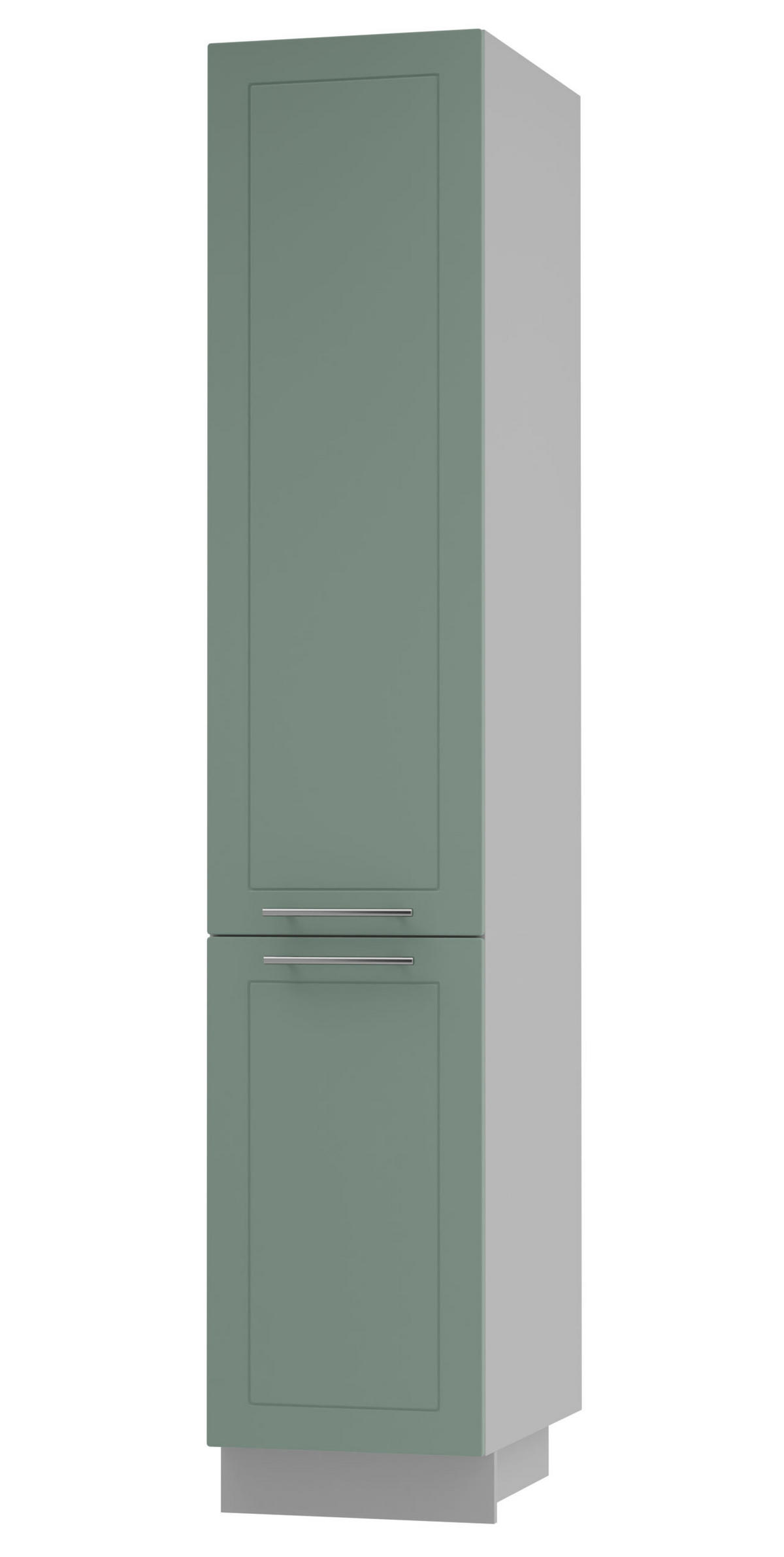 APOTHEKERSCHRANK Kvantum 2D14K/40/kargo Mint Matt / Grau Matt 40 / 59 / 207cm - Grau/Mintgrün, Holz/Holzwerkstoff (40/207/59cm) - Feldmann-Wohnen