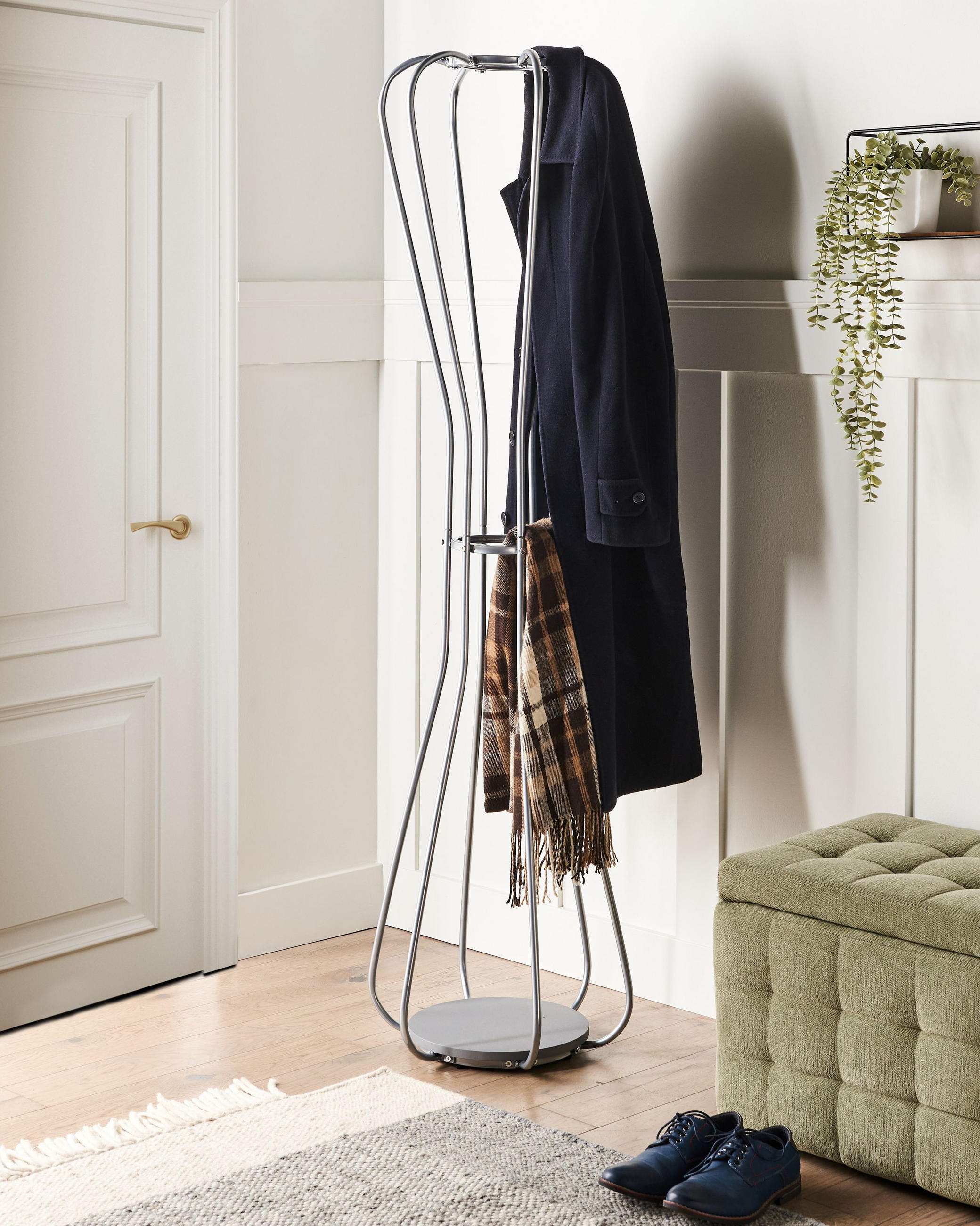 GARDEROBENSTÄNDER Metall silber 165 cm Ordway - Silberfarben, Metall (42/165/42cm) - Beliani