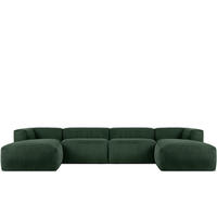 PANORAMA-ECKSOFA BUFFO 7/8 Sitzer mit extrem weicher Sitzfläche, Kordstoff, dunkelgrün - Dunkelgrün, Textil (424/73/180cm) - KONSIMO®