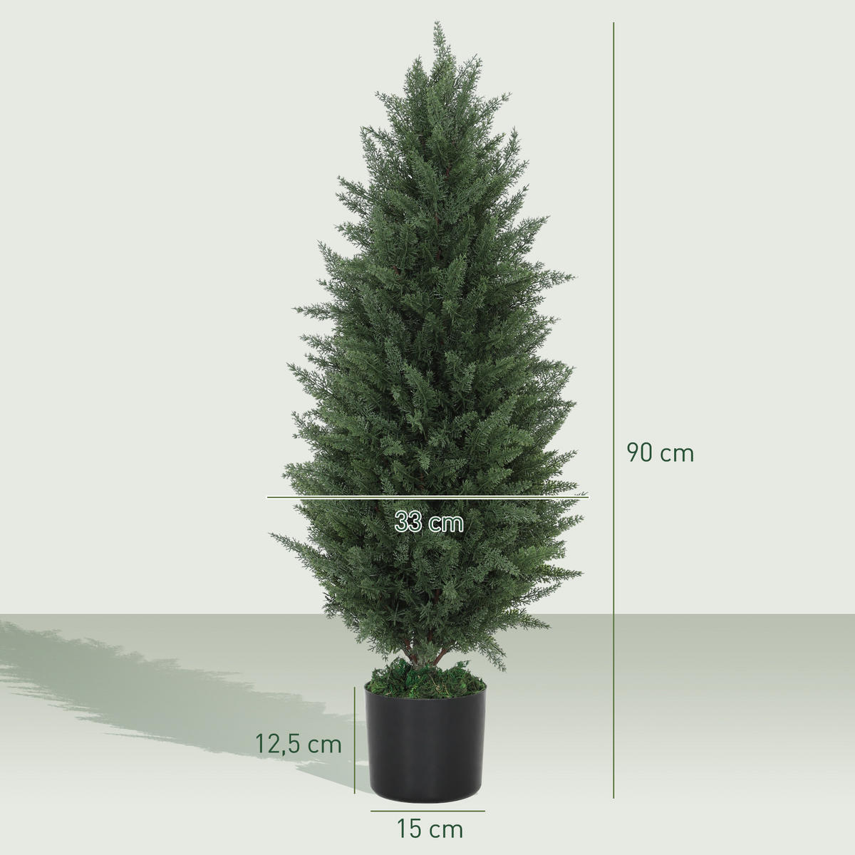 KÜNSTLICHE Zypresse 2er-Set groß 90 cm Kunstpflanze - Grün, Kunststoff (90cm) - HOMCOM