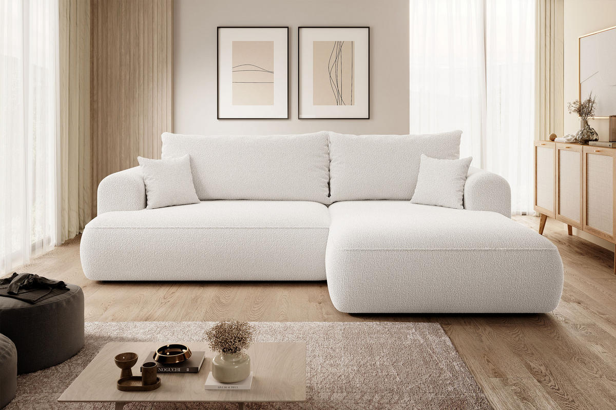 ECKSOFA Ovo Cremeweiß Boucle - Creme, Textil (260/165cm) - Selsey