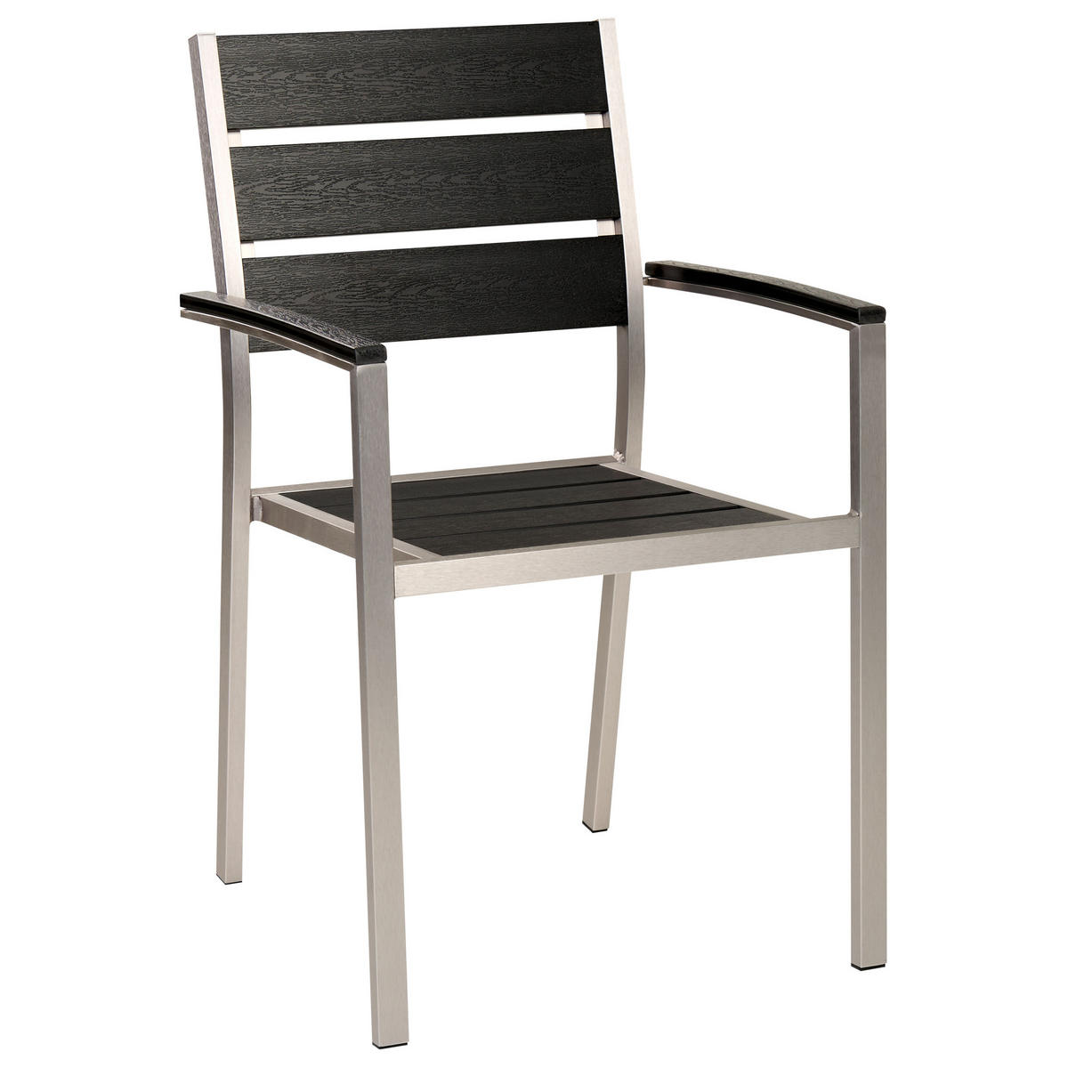 GARTENMÖBEL SET 6-Sitzer Aluminium Kunstholz schwarz Vernio - Silberfarben/Schwarz, Kunststoff - Beliani