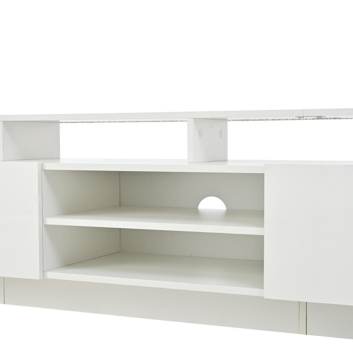 TV-ELEMENT in Weiß TV Schrank mit Stauraum,LED-Beleuchtung für Wohnzimmer B190/T40/H48.5cm - Weiß, Holzwerkstoff (190/48.5/40cm) - STILVORA