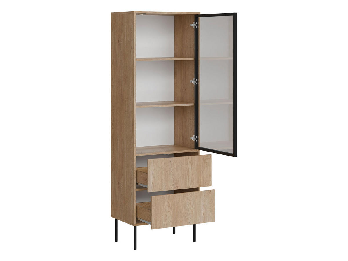 VITRINE Domi 60 2S - Kaschmir/Schwarz, Holzwerkstoff/Metall (60/185/40cm) - MIRJAN24