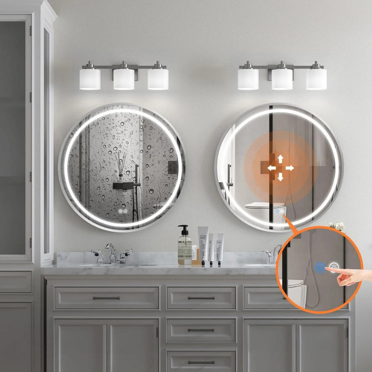 SPIEGEL Rea Led 60cm Mmj Brush Silver - Edelstahlfarben, Glas (60/60/2cm) - REA