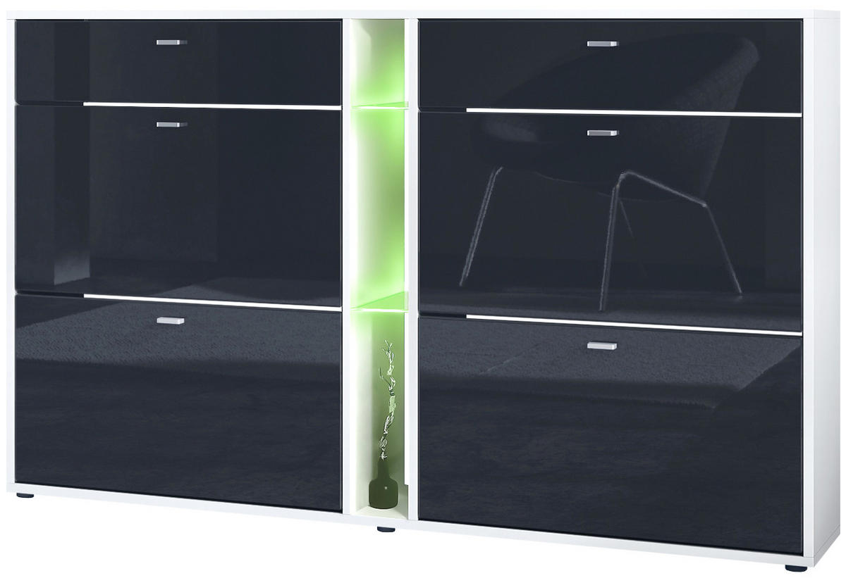 SCHUHSCHRANK Today Fronten in Schwarz Hochglanz - Schwarz Hochglanz, Holzwerkstoff (155.5/95/28cm) - Vladon