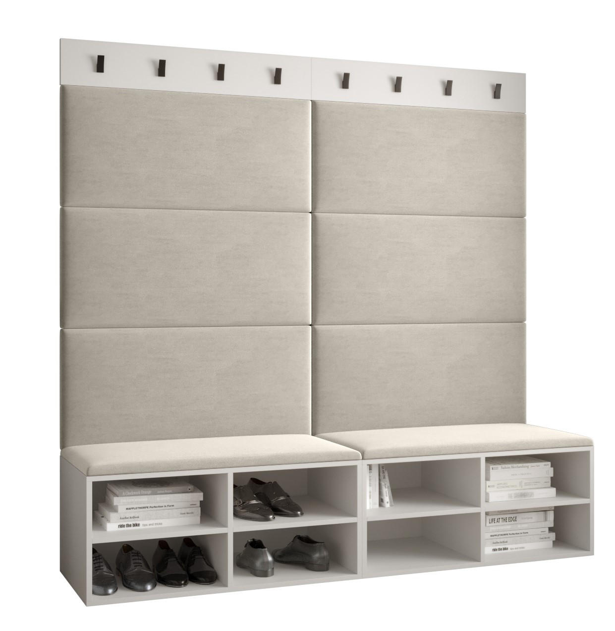 Möbel Kryspol Garderoben-Set Weiß, Creme 168x184x42 cm