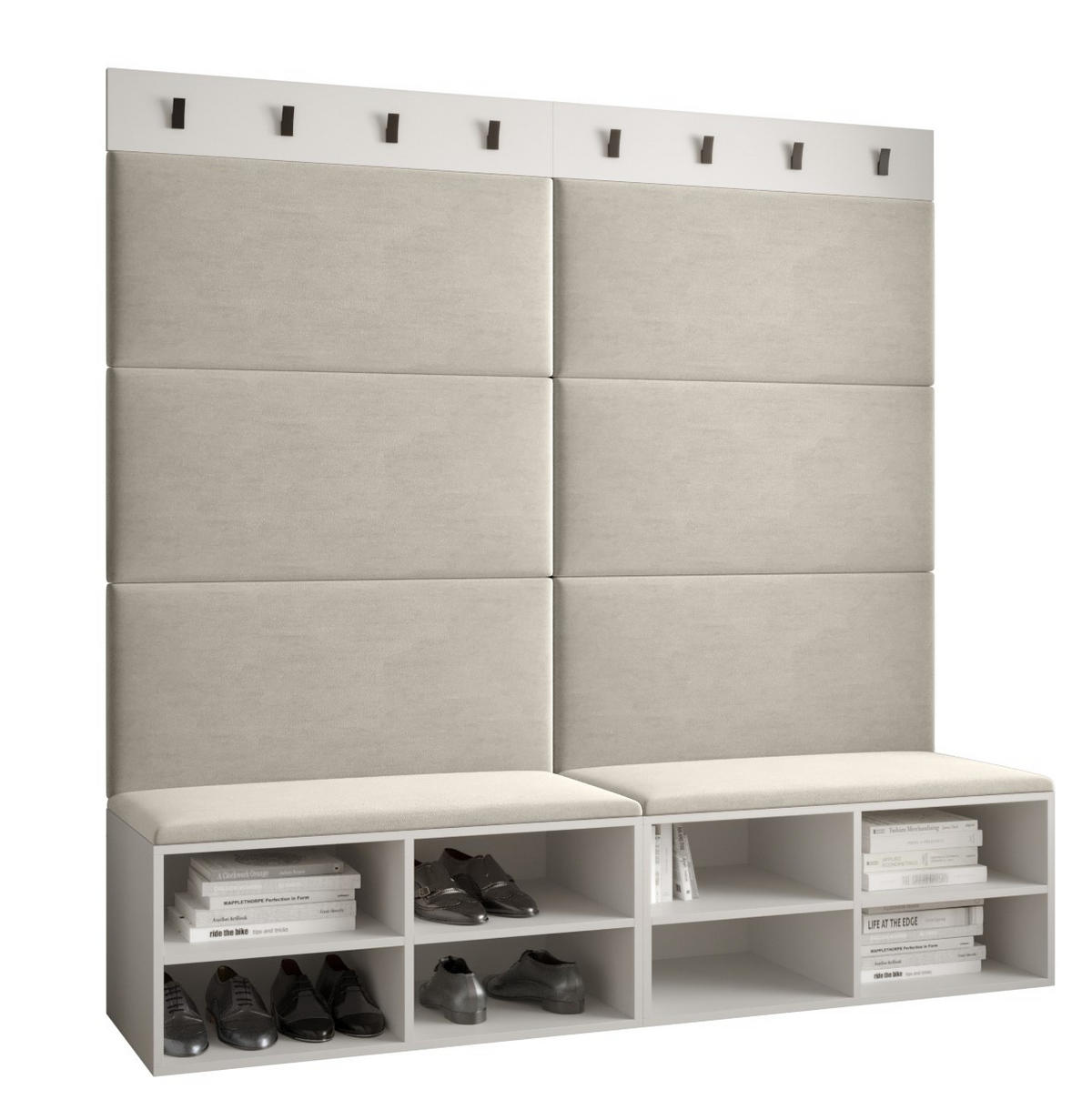 GARDEROBEN-SET 168/184/42 - Creme/Schwarz, Holz/Kunststoff (168/184/42cm) - MÖBEL KRYSPOL