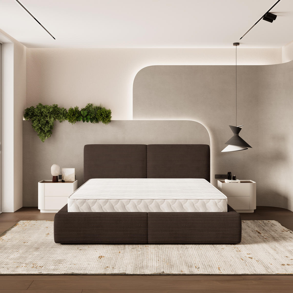 ČALOUNĚNÁ Postel FELURO 180x200 cm Hnědá - hnědá, kompozitní dřevo/textil (180/200cm) - MASSENO