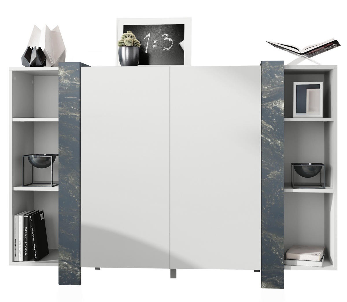 HIGHBOARD Ida Blenden in Marmor Graphit - Dunkelbraun, Holzwerkstoff (149/101/34cm) - Vladon