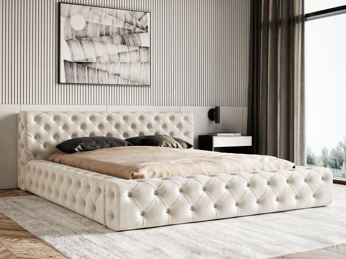POLSTERBETT Palini 140x200 Beige - Beige, Textil (140/200cm) - Graingold
