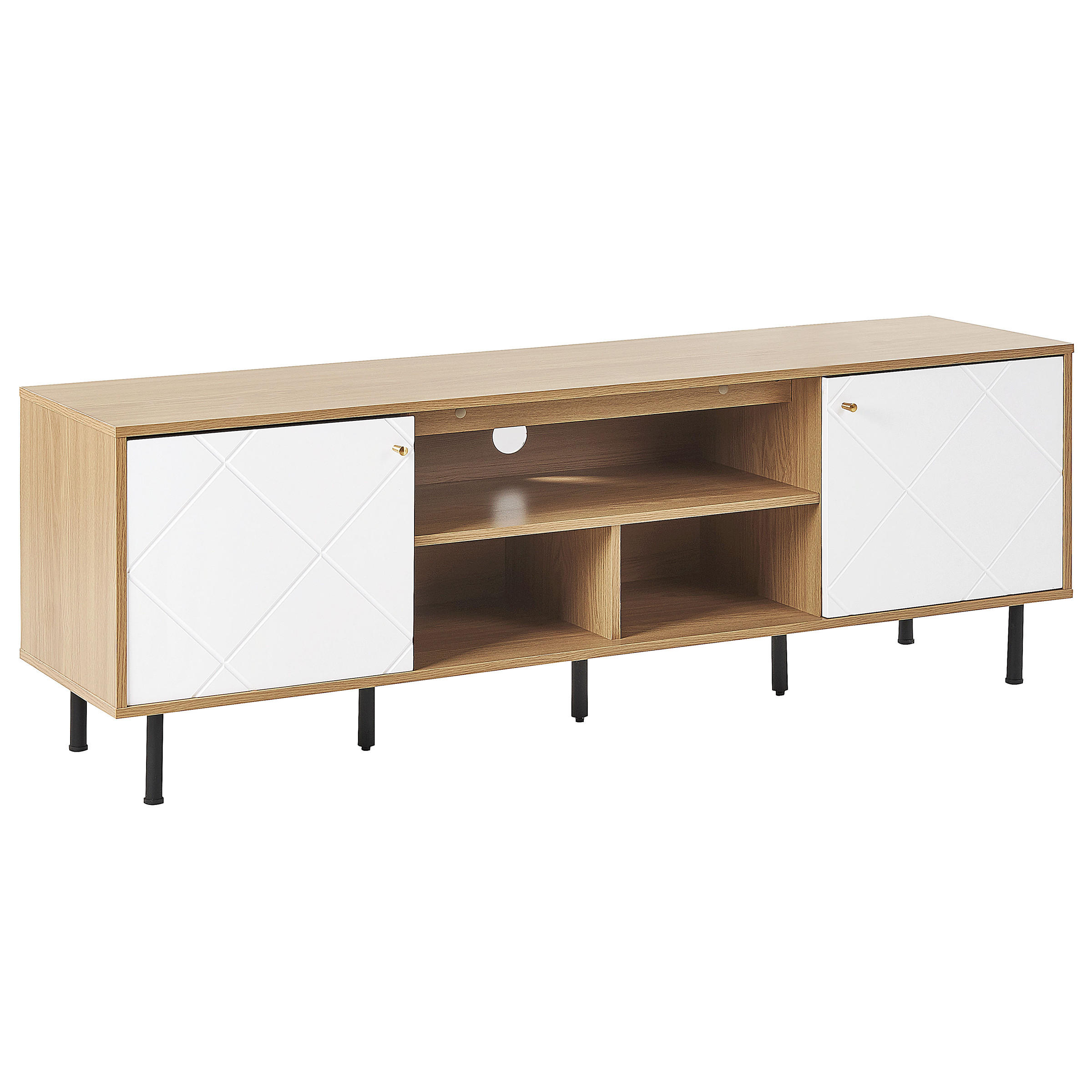 TV-MÖBEL Hellbraun, Weiß PALMER 40/160/56 cm - Hellbraun, Holzwerkstoff (160/56/40cm) - Beliani