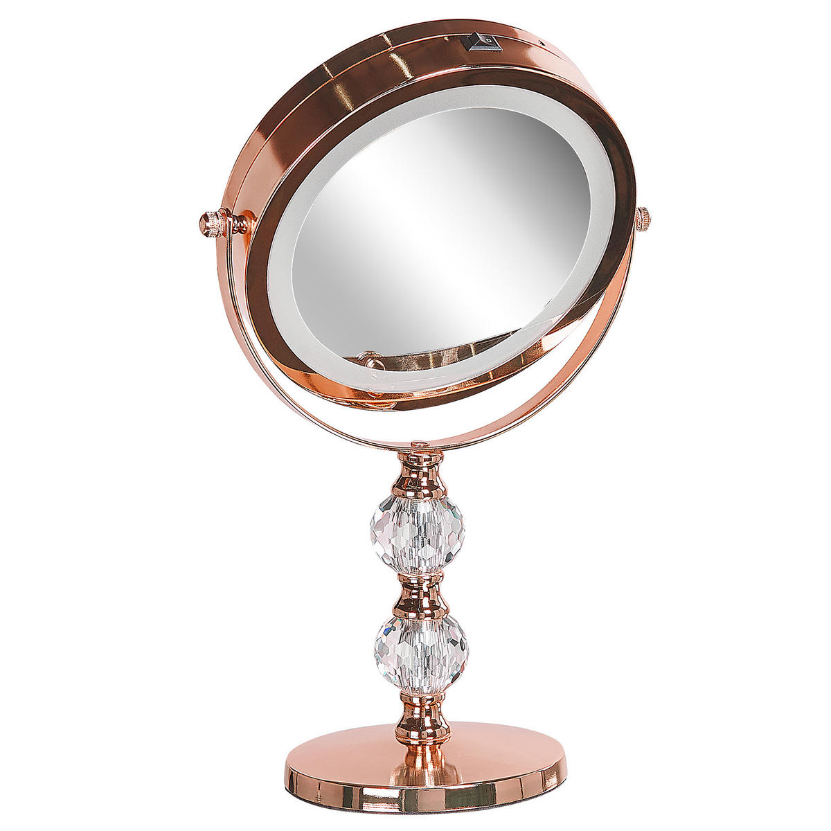 KOSMETIKSPIEGEL roségold mit LED-Beleuchtung 18 cm Claira - Roségold, Glas (18/34/13cm) - Beliani