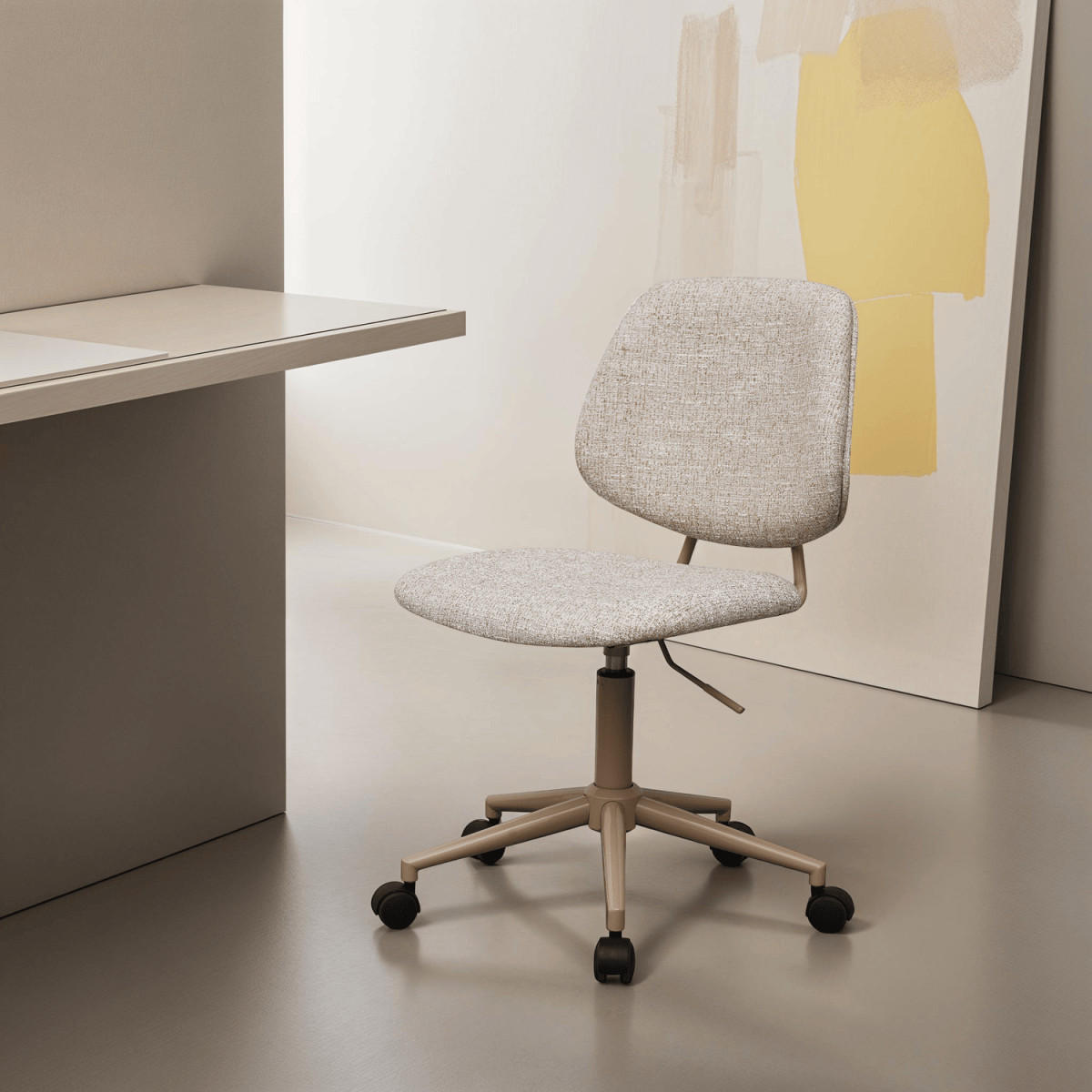 DREHSTUHL höhenverstellbar in Webstoff Beige - Beige, Textil/Metall (60/82/57cm) - Furnhouse