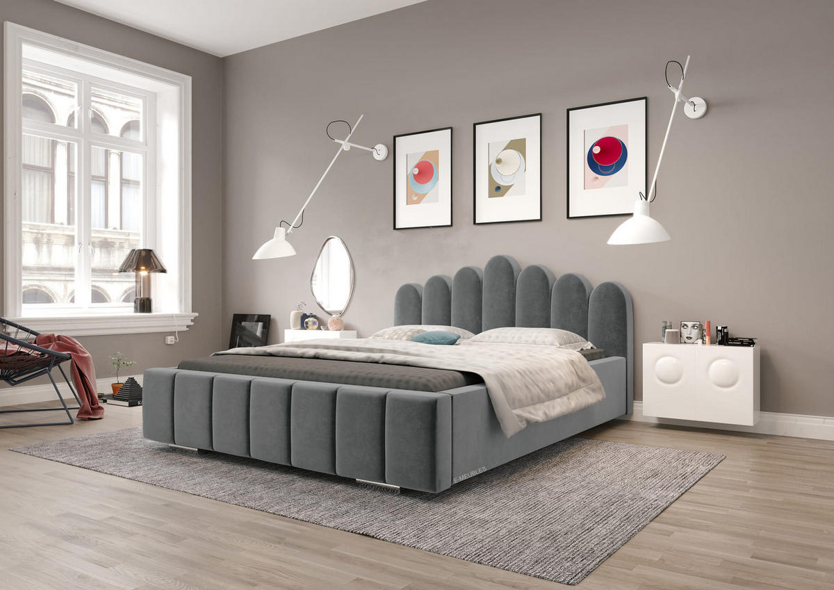 POLSTERBETT Bett 03 - 180x200 - Graphite - Graphitfarben, Holz/Textil (180/200cm) - Möblo