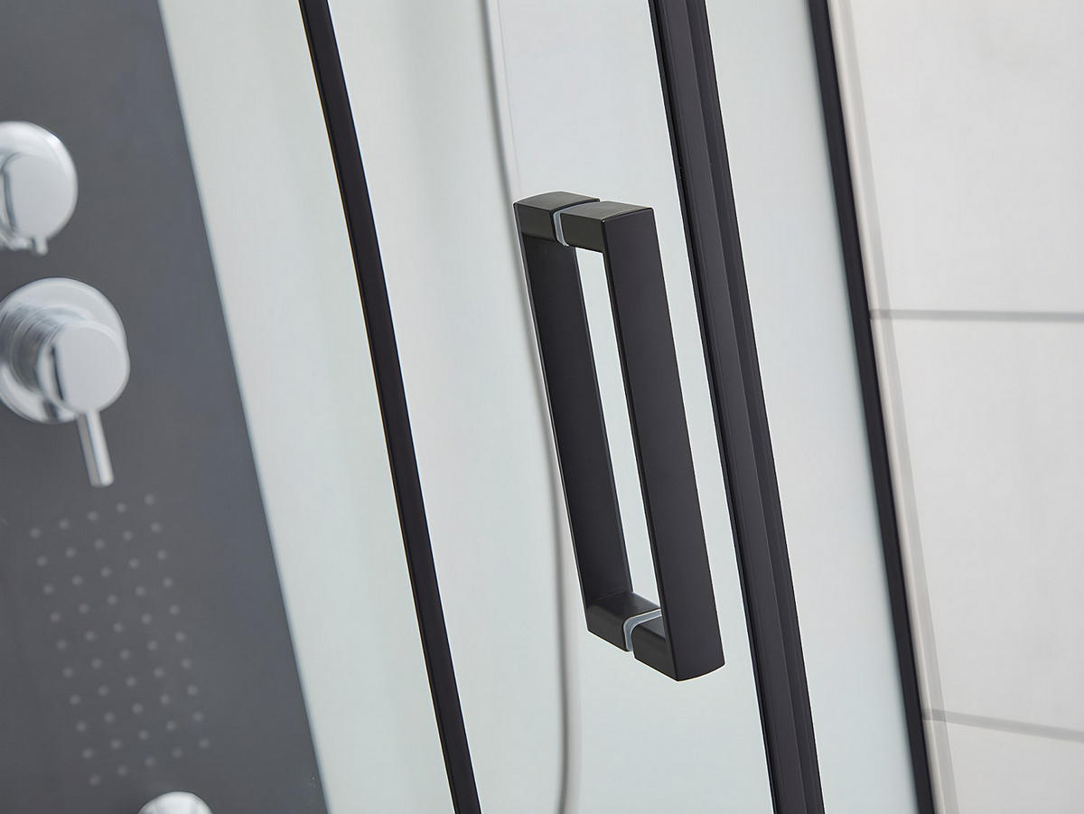 DUSCHKABINE Massagedusche - 120 x 80 x 215 cm - Regendusche & Handbrause - PRIMEA - Schwarz, Metall (80/120/215cm) - Vente-Unique