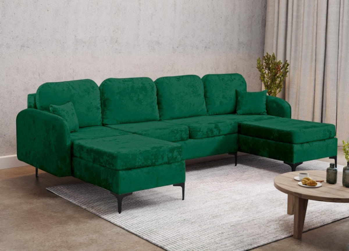 ECKSOFA Grün VENI U - Grün, Textil (294/172cm) - Sepro Meble