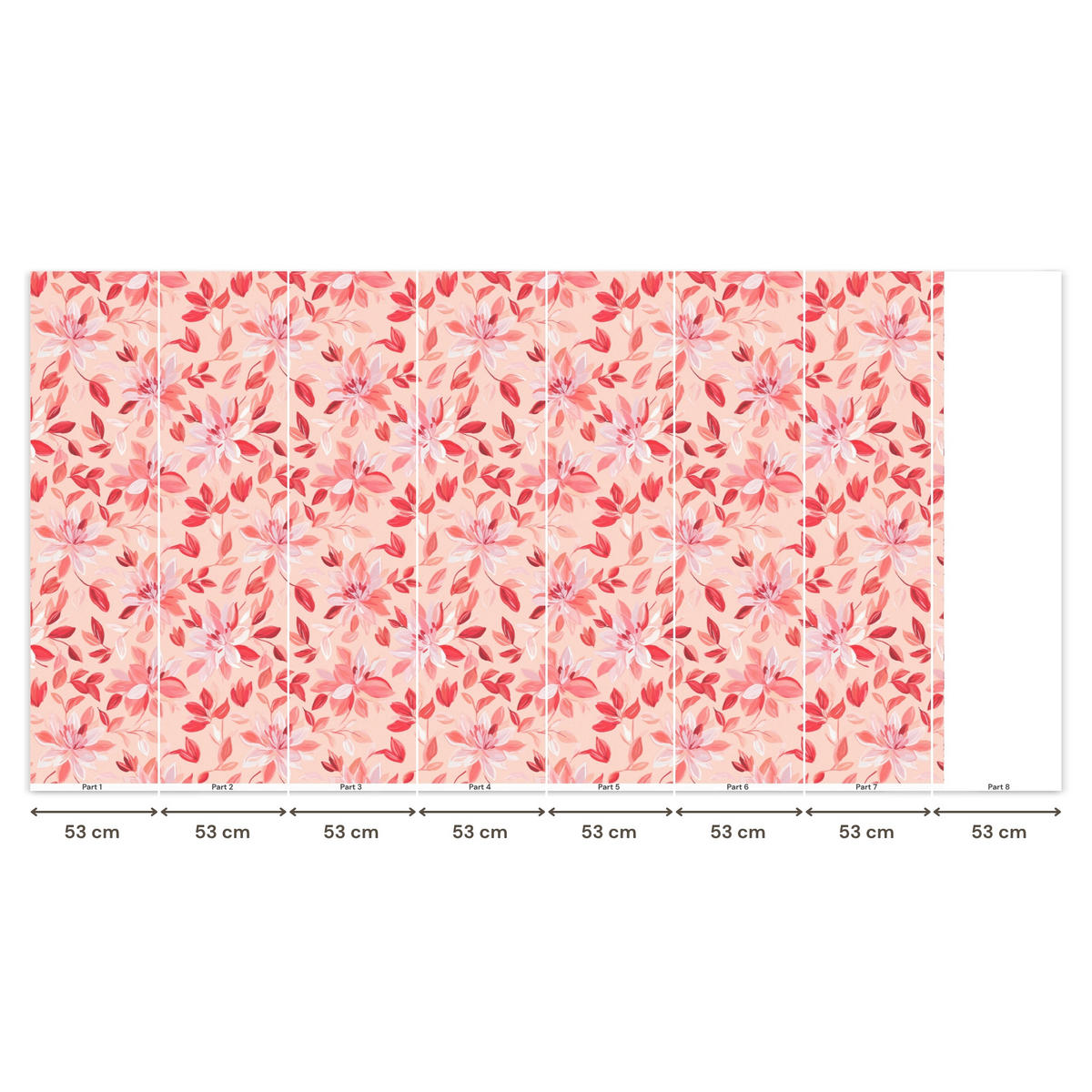 TAPETE - Botanisch - Blumen - Rot - 350x200 cm - Koralle, Papier (350/200cm) - OnlyWow