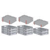 EUROBOX 8x Nextgen Economy Mit Auflagedeckel Grau/Rot Griffe Offen 23 Liter - Rot, Kunststoff (40/12/60cm) - PROREGAL