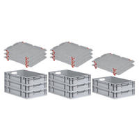 EUROBOX 8x Nextgen Economy Mit Auflagedeckel Grau/Rot Griffe Offen 23 Liter - Rot, Kunststoff (40/12/60cm) - PROREGAL