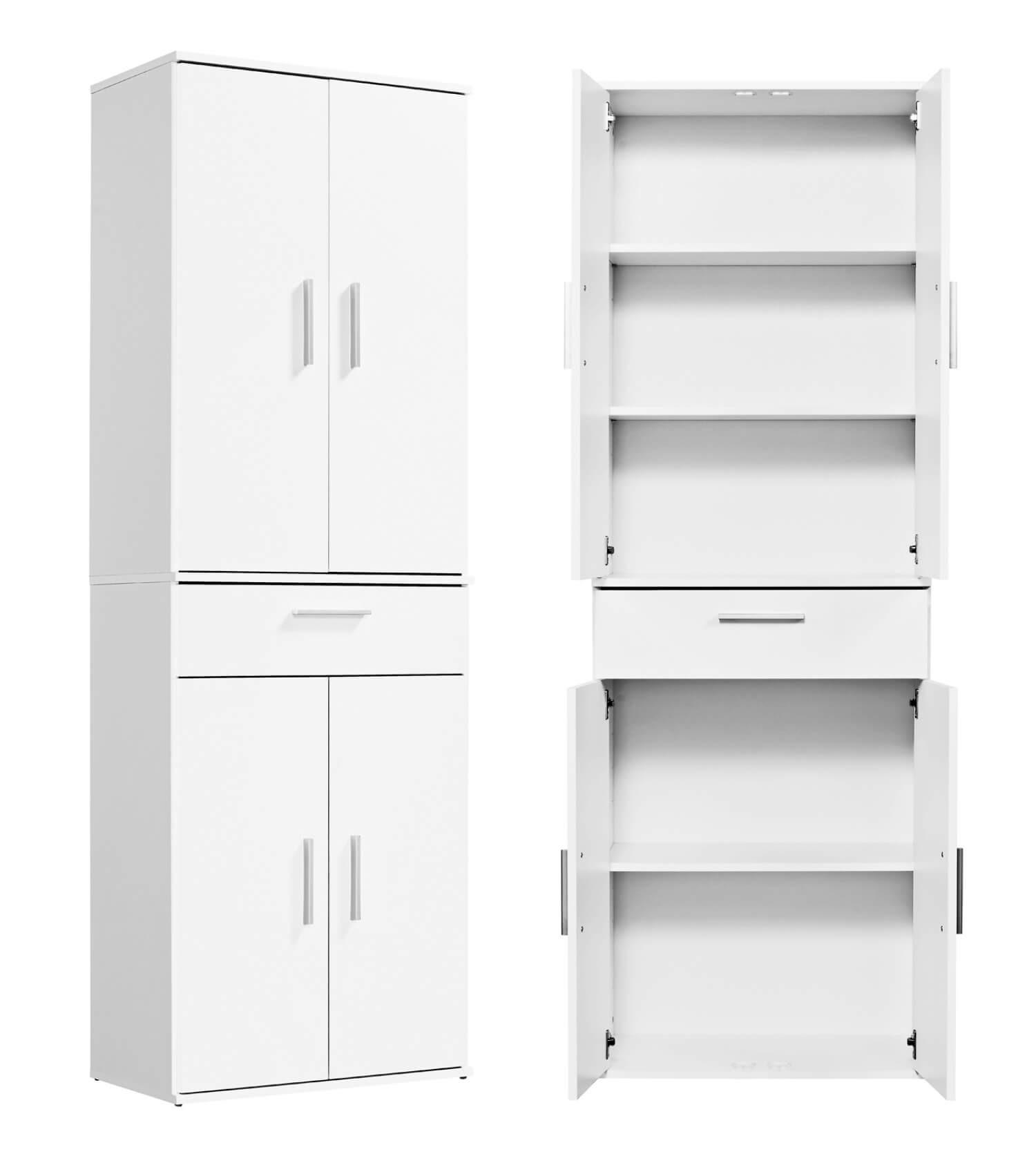 MEHRZWECKSCHRANK Der Praktische - Weiß, Holzwerkstoff (60/180/34cm) - Mokebo