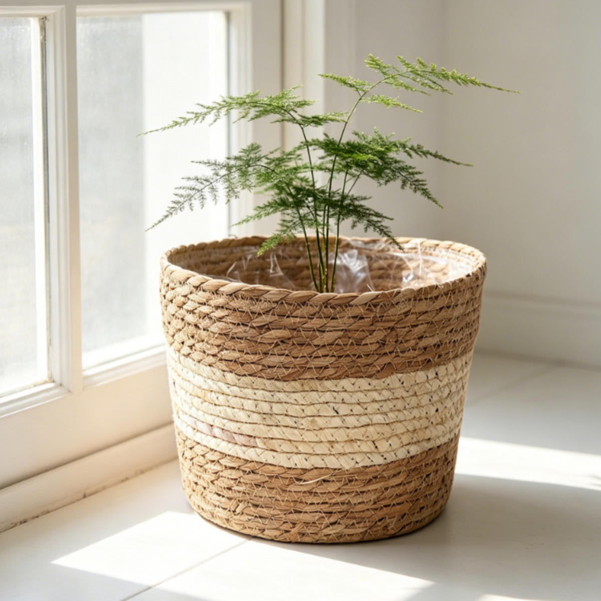 BLUMENTOPF, Geflochtenes Rattan, 19 × 13 cm, 2 Stück - Braun, Naturmaterialien (19/13cm) - Weltevree