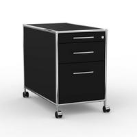 BÜRO-ROLLCONTAINER Holz, 80 cm, 3 Schubladen, 1 Hängeregistratur, Schwarz - Chromfarben/Silberfarben, Holzwerkstoff/Metall (80/66.5/80cm) - Versee