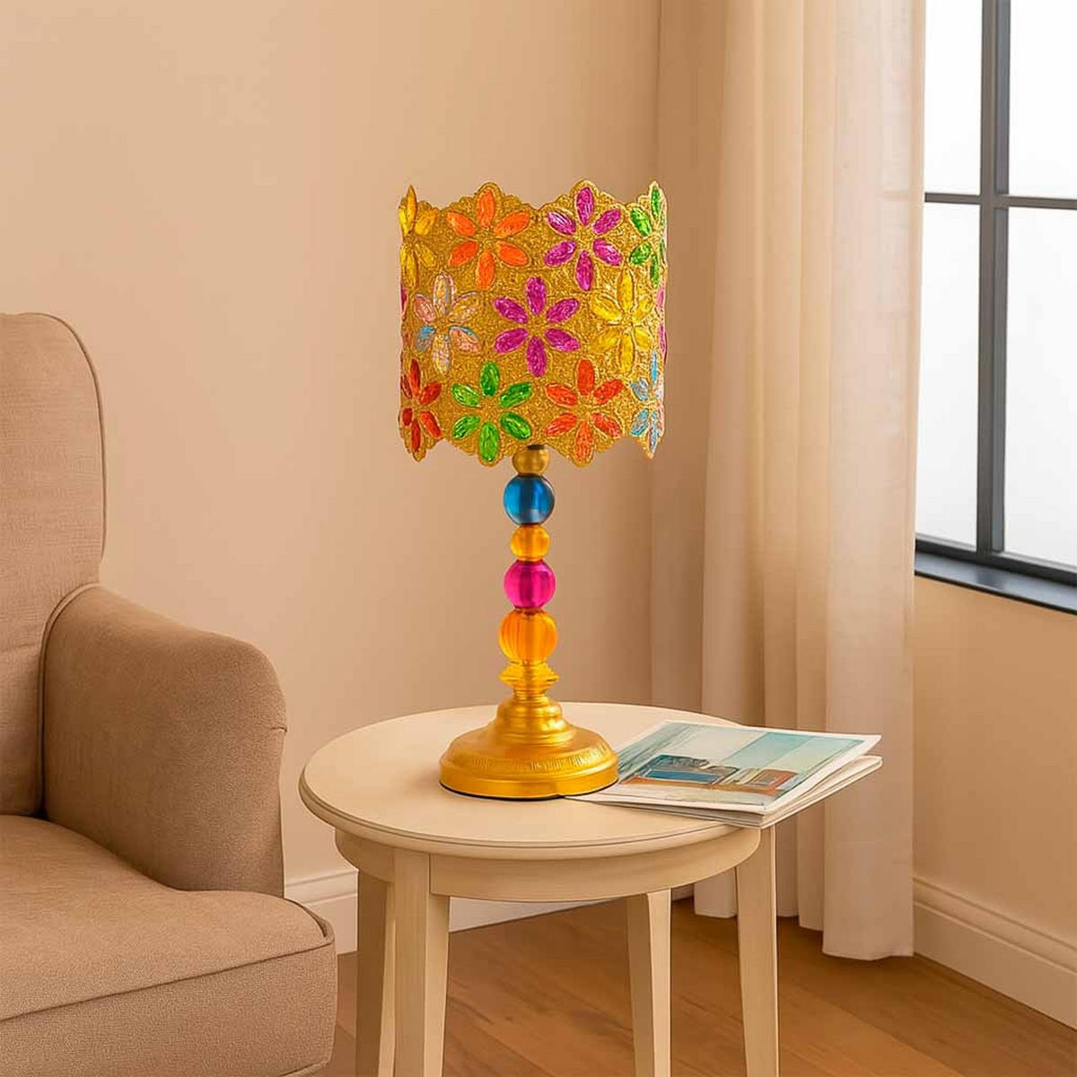 LAMPE aus Metall und Glas, 23x46cm - Multicolor, Metall (23/23/46cm) - Wanderlust