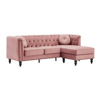 ECKSOFA - Ecke wechselbar - Samt - Altrosa - TURNER - Pink, Textil (222/144cm) - Vente-Unique