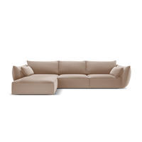ECKSOFA links Kaelle aus Samt beige 4 Sitzplätze - Beige, Textil (171/308cm) - Micadoni