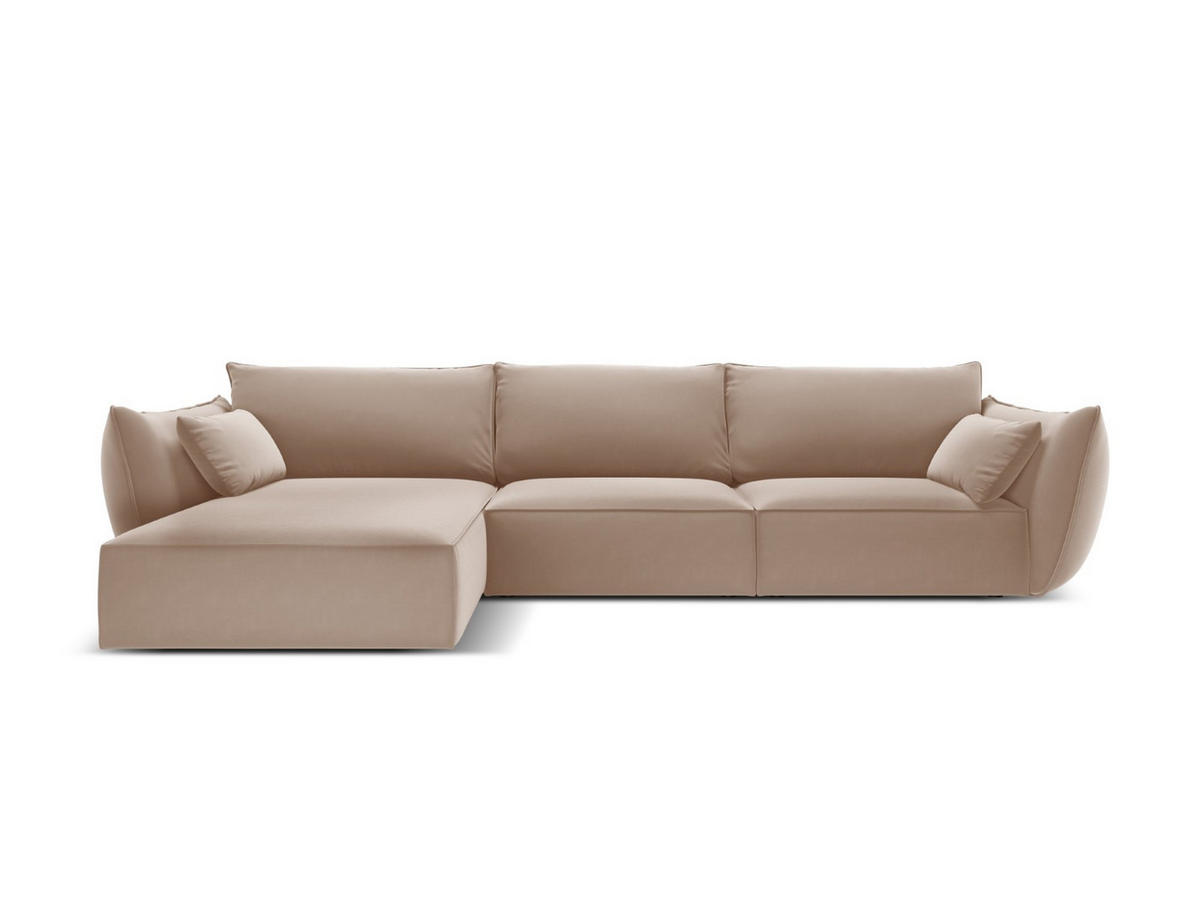 ECKSOFA links Kaelle aus Samt beige 4 Sitzplätze - Beige, Textil (171/308cm) - Micadoni