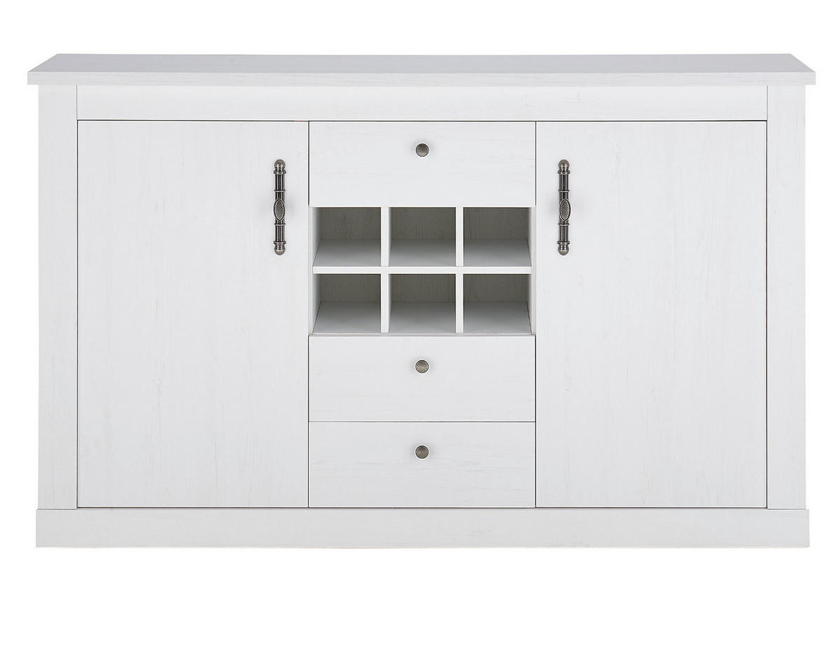 SIDEBOARD weiß Pinie Landhaus, hohe Kommode 166 x 100 cm, Soft-Close-Funktion - Weiß, Holzwerkstoff/Kunststoff (169/104/45cm) - Furn.Design