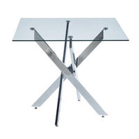 ESSTISCH 80/80/75 cm mit pflegeleichter Glasplatte und stabilem Metallgestell, Silber - Silberfarben, Metall (80/80/75cm) - Redom
