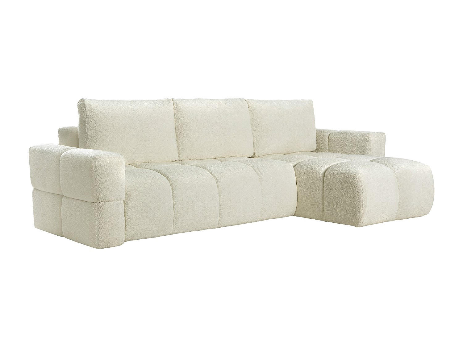 ECKSOFA mit Schlaffunktion - Ecke wechselbar - Bouclé-Stoff - Beige - ISSORO II - Beige, Textil (301/178cm) - Vente-Unique