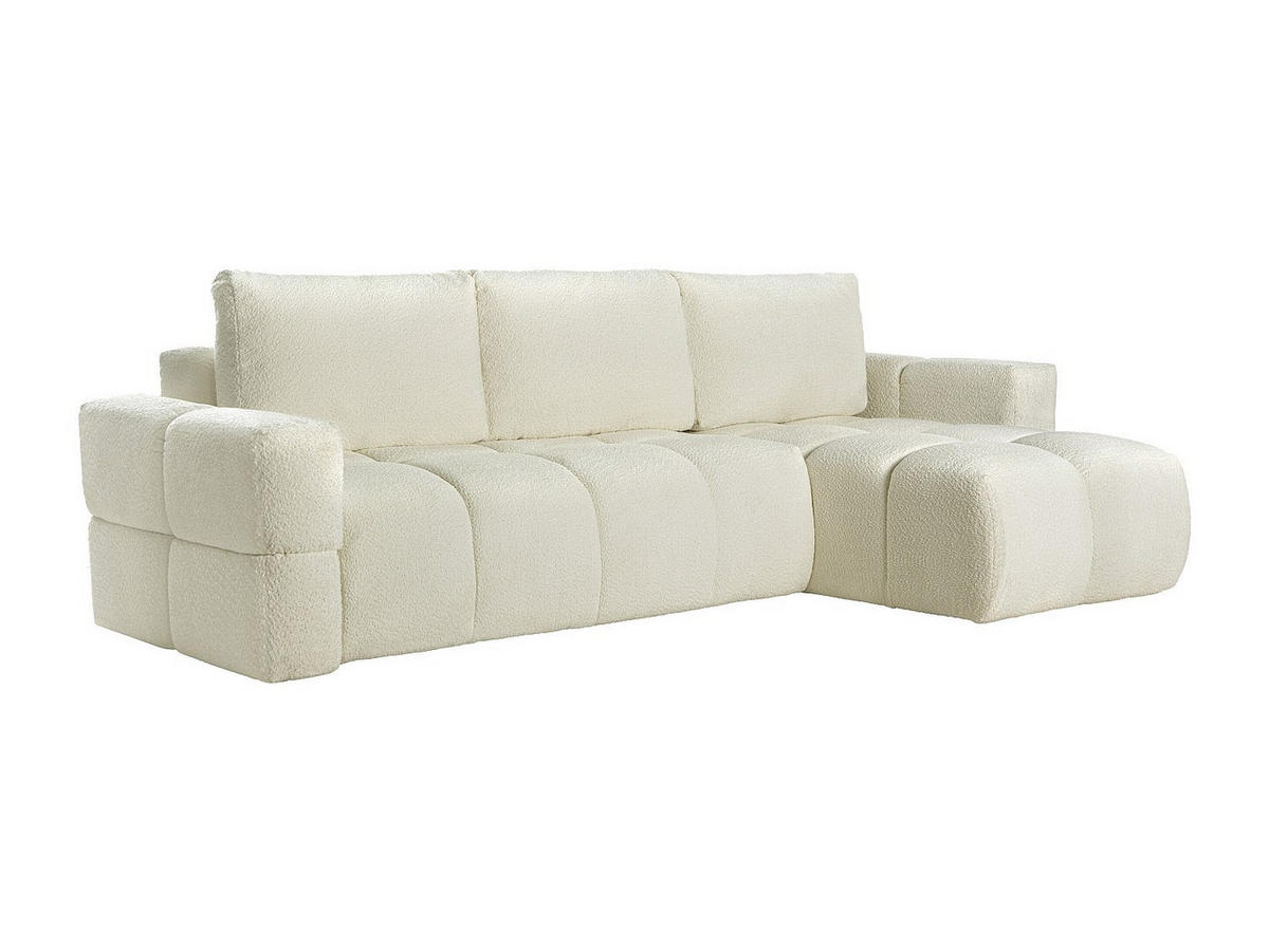 ECKSOFA mit Schlaffunktion - Ecke wechselbar - Bouclé-Stoff - Beige - ISSORO II - Beige, Textil (301/178cm) - Vente-Unique